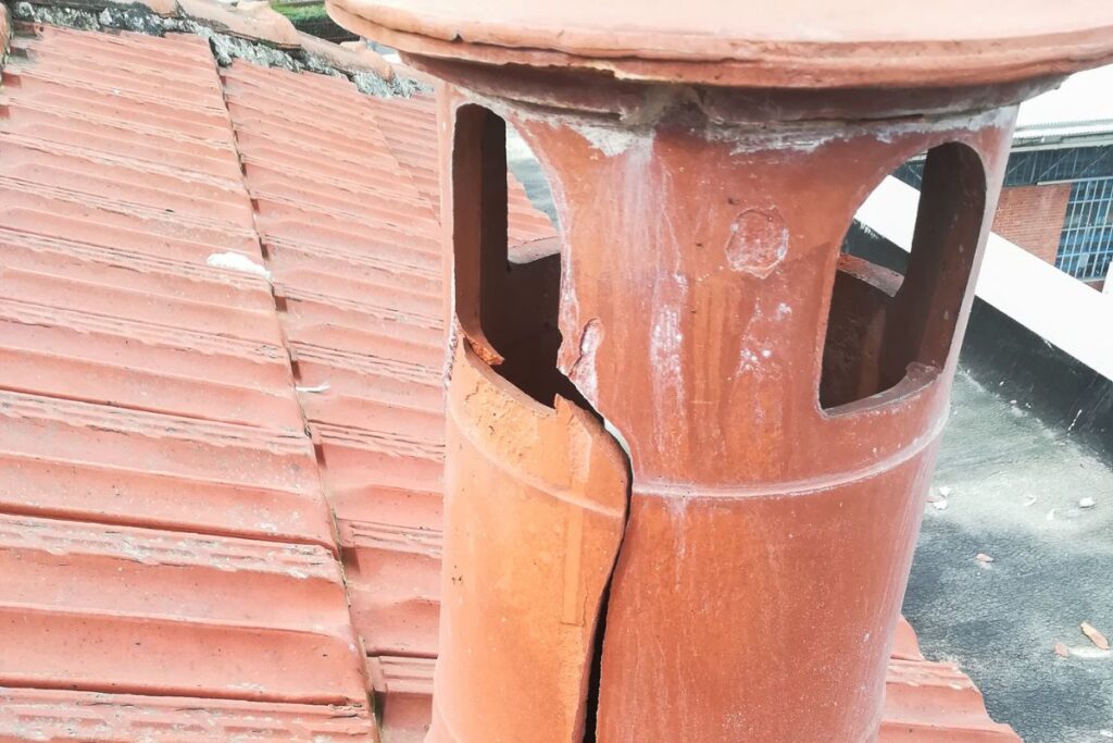 Chimney cracks and crumbling